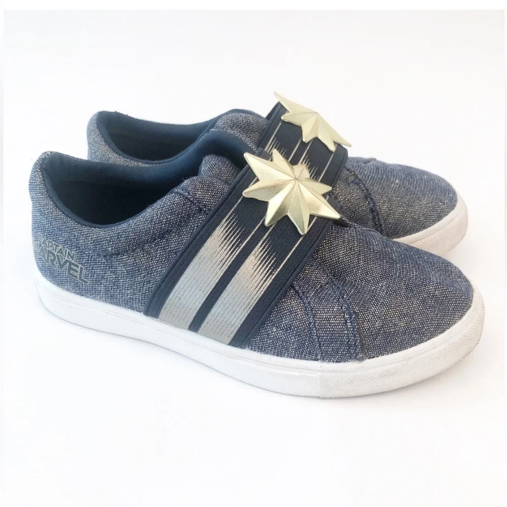 Captain Marvel Glitter Denim slipon shoes size 11